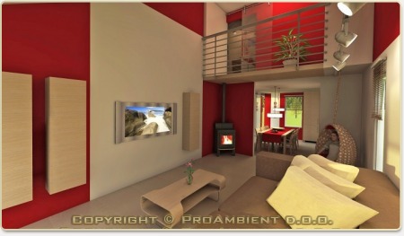 3D izris pohištva v stanovanjski hiši v Renčah
