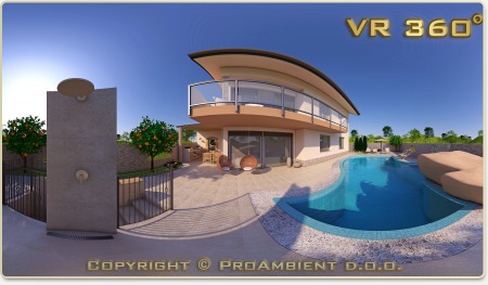 3D Izris hiše z bazenom