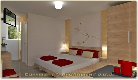 3D Vizualizacija notranje opreme apartmajske hiše na Krasu